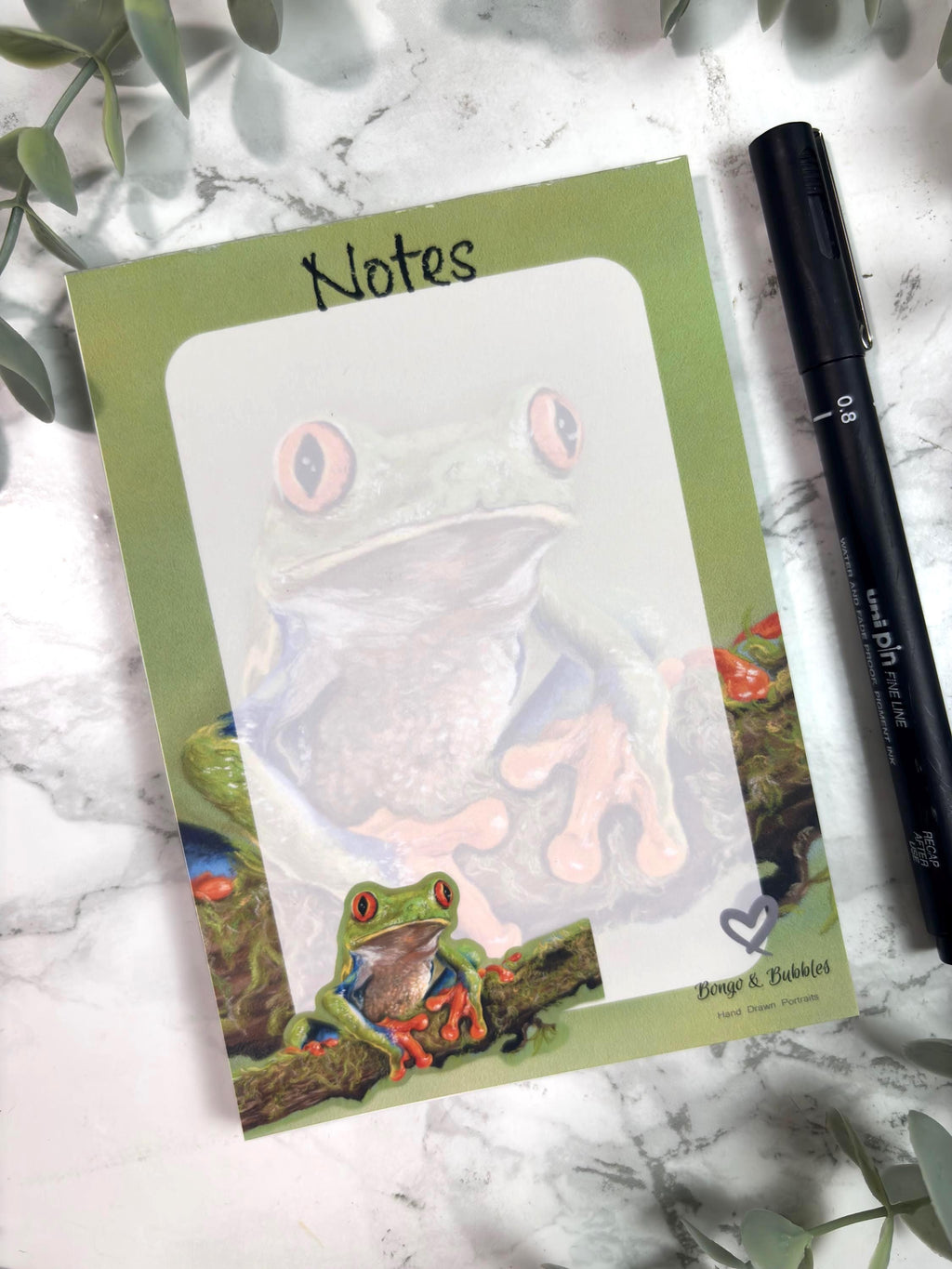 Red-Eyed Tree Frog Magnetic Notepad | Pastel Art Stationery Gift