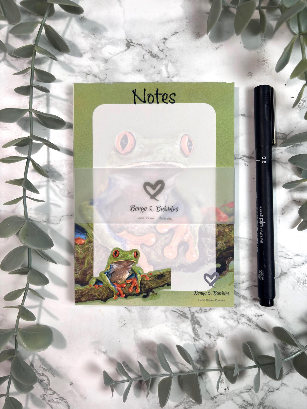 Red-Eyed Tree Frog Magnetic Notepad | Pastel Art Stationery Gift