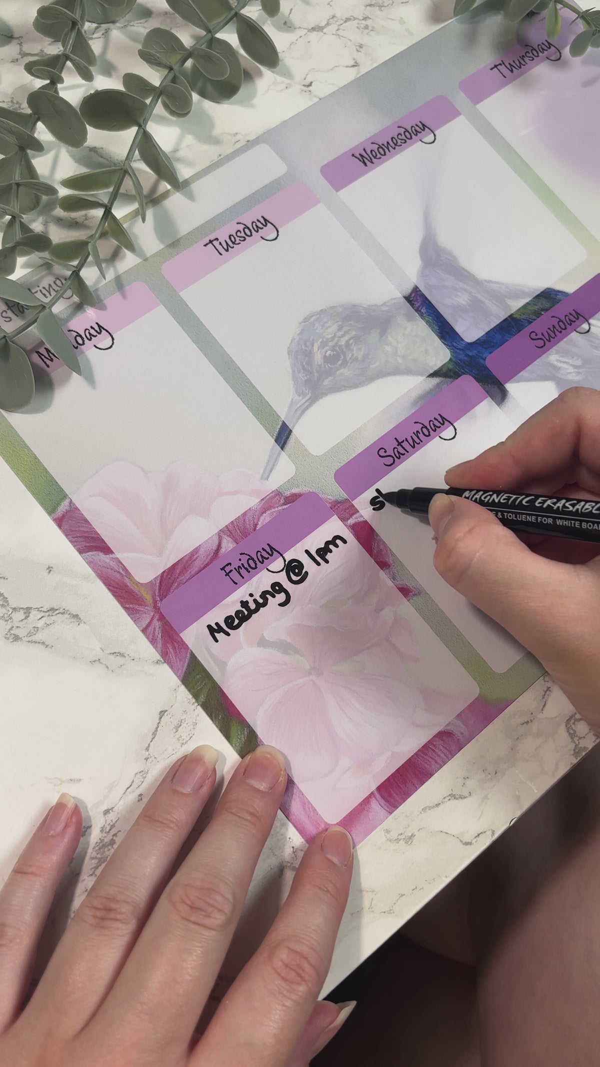 A4 Magnetic Weekly Planner Whiteboard – Hummingbird Fridge & Surface Organiser